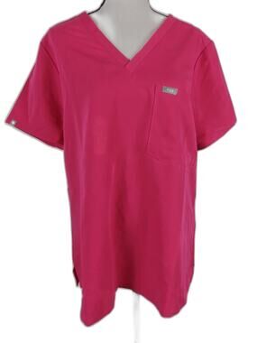 Womens FIGS Catarina Scrub Top Hot Pink Size XL